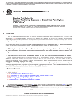 ASTM F2657-21 REDLINE ASTM F2657-21 - Standard Test Method for Outdoor Weathering Exposure of Crosslinked Polyethylene (PEX) Tubing - Page 1 preview