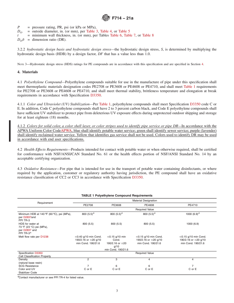 REDLINE ASTM F714-21a - Standard Specification for  Polyethylene (PE) Plastic Pipe (DR-PR) Based on Outside Diameter