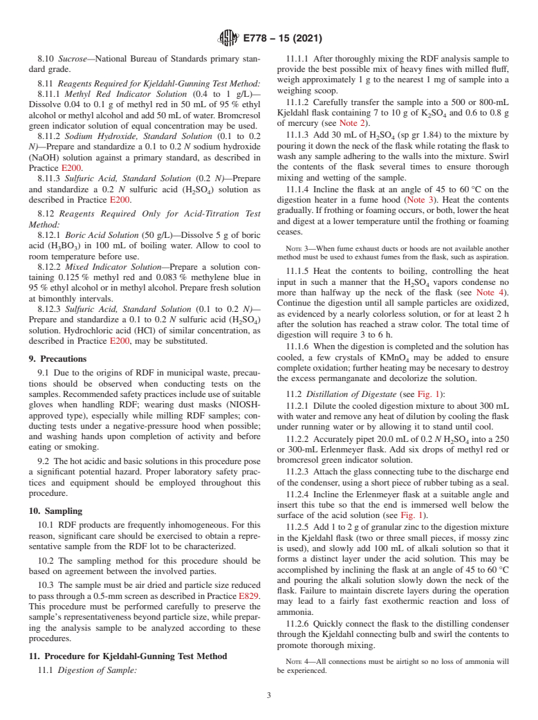 ASTM E778-15(2021) - Standard Test Methods for Nitrogen in Refuse-Derived Fuel Analysis Samples