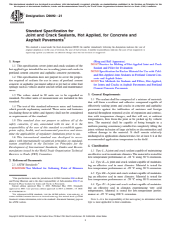ASTM D6690-21 ASTM D6690-21 - Standard Specification for Joint and Crack Sealants, Hot Applied, for Concrete and Asphalt Pavements - Page 1 preview