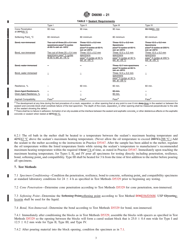 REDLINE ASTM D6690-21 - Standard Specification for Joint and Crack Sealants, Hot Applied, for Concrete and Asphalt  Pavements