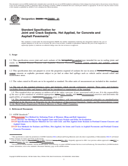 ASTM D6690-21 REDLINE ASTM D6690-21 - Standard Specification for Joint and Crack Sealants, Hot Applied, for Concrete and Asphalt Pavements - Page 1 preview