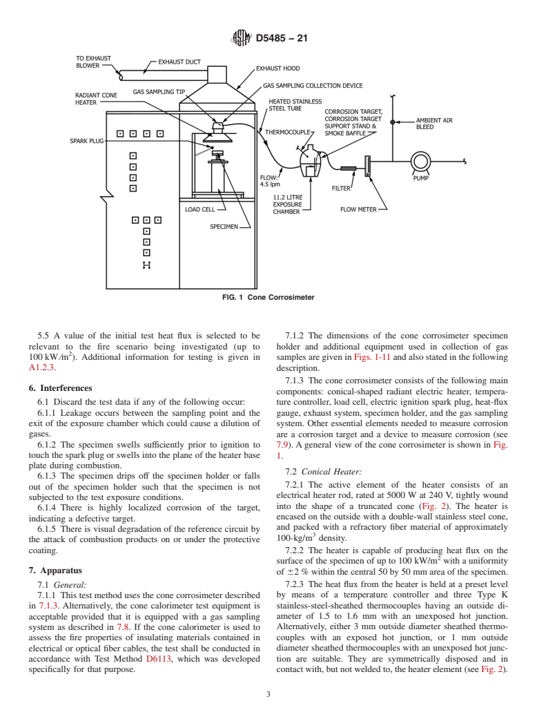ASTM D5485-21 - Standard Test Method for  Determining Corrosive Effect of Combustion Products Using   the Cone Corrosimeter