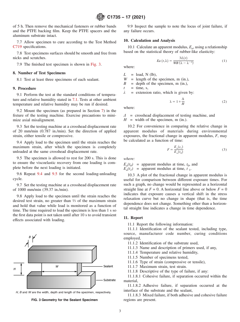 ASTM C1735-17(2021) - Standard Test Method for  Measuring the Time Dependent Modulus of Sealants Using Stress  Relaxation