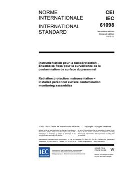 IEC 61098:2003 - Radiation protection instrumentation - Installed personnel surface contamination monitoring assemblies - Page 3 preview