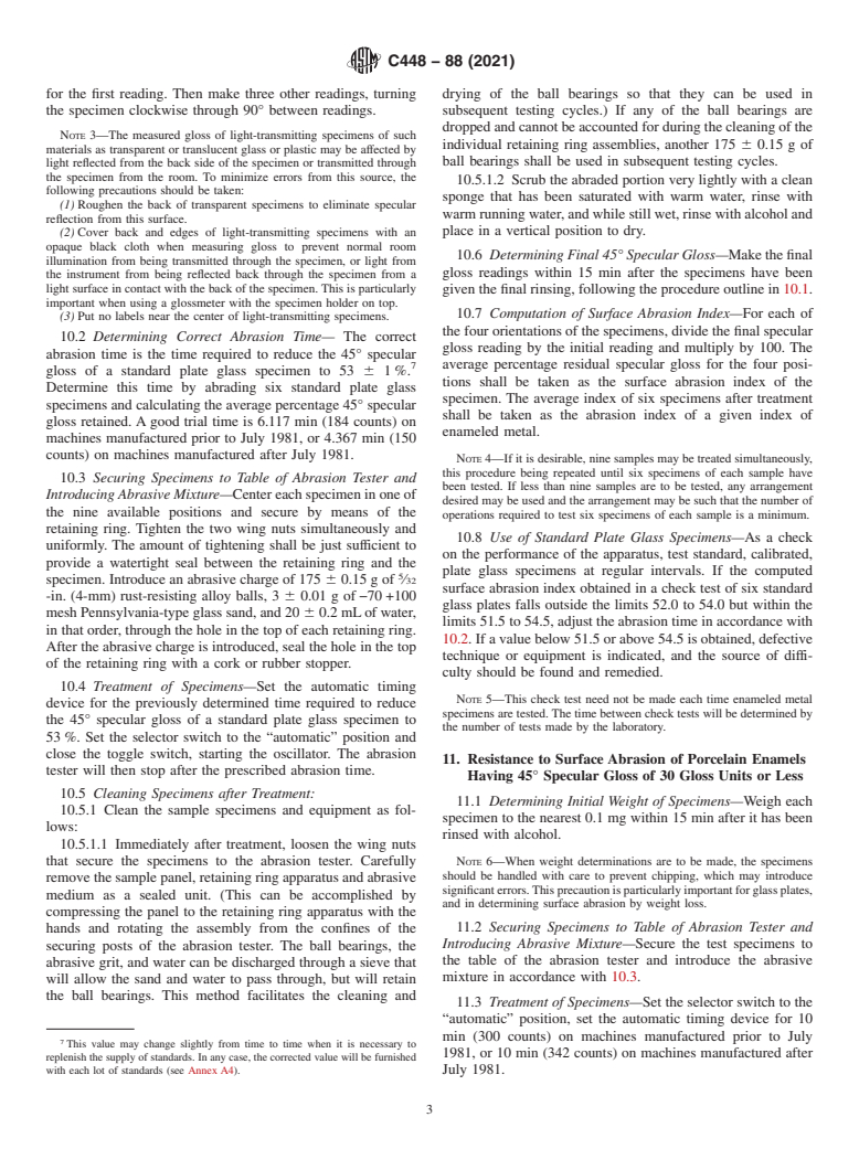 ASTM C448-88(2021) - Standard Test Methods for  Abrasion Resistance of Porcelain Enamels