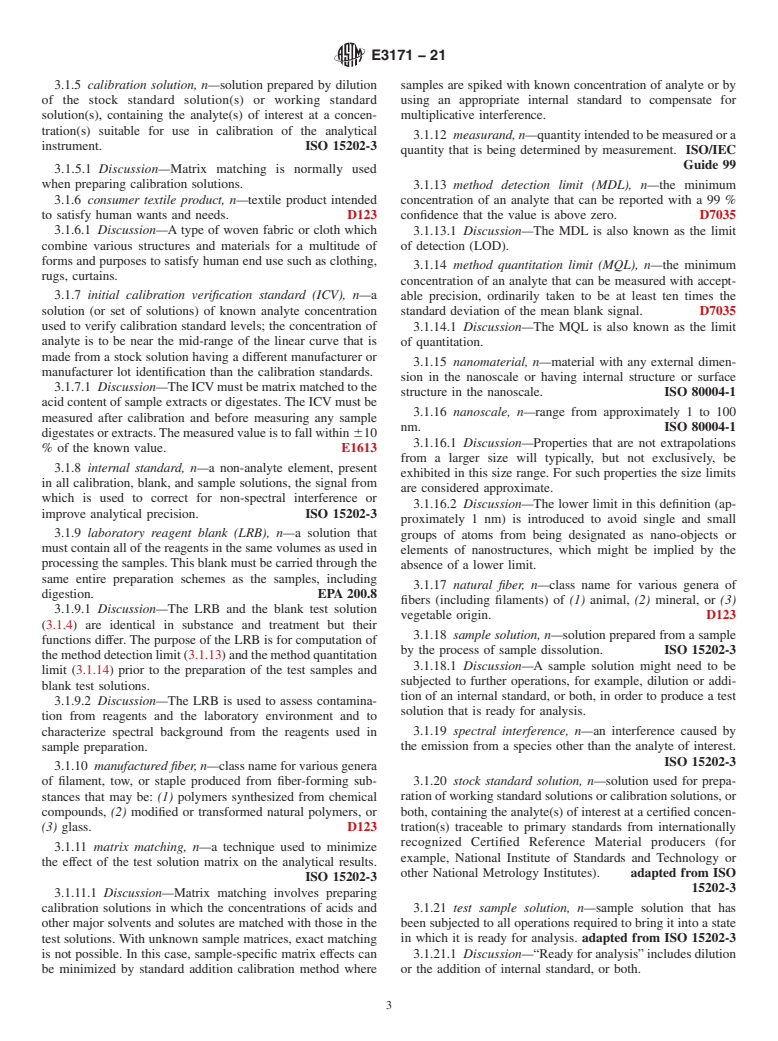 ASTM E3171-21 - Standard Test Method for Determination of Total Silver in Textiles by ICP-OES or ICP-MS  Analysis