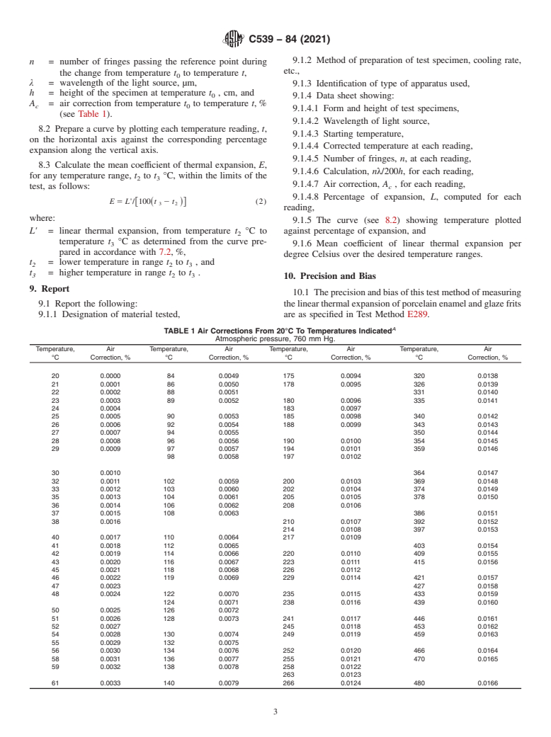 ASTM C539-84(2021) - Standard Test Method for  Linear Thermal Expansion of Porcelain Enamel and Glaze Frits   and Ceramic Whiteware Materials by Interferometric Method