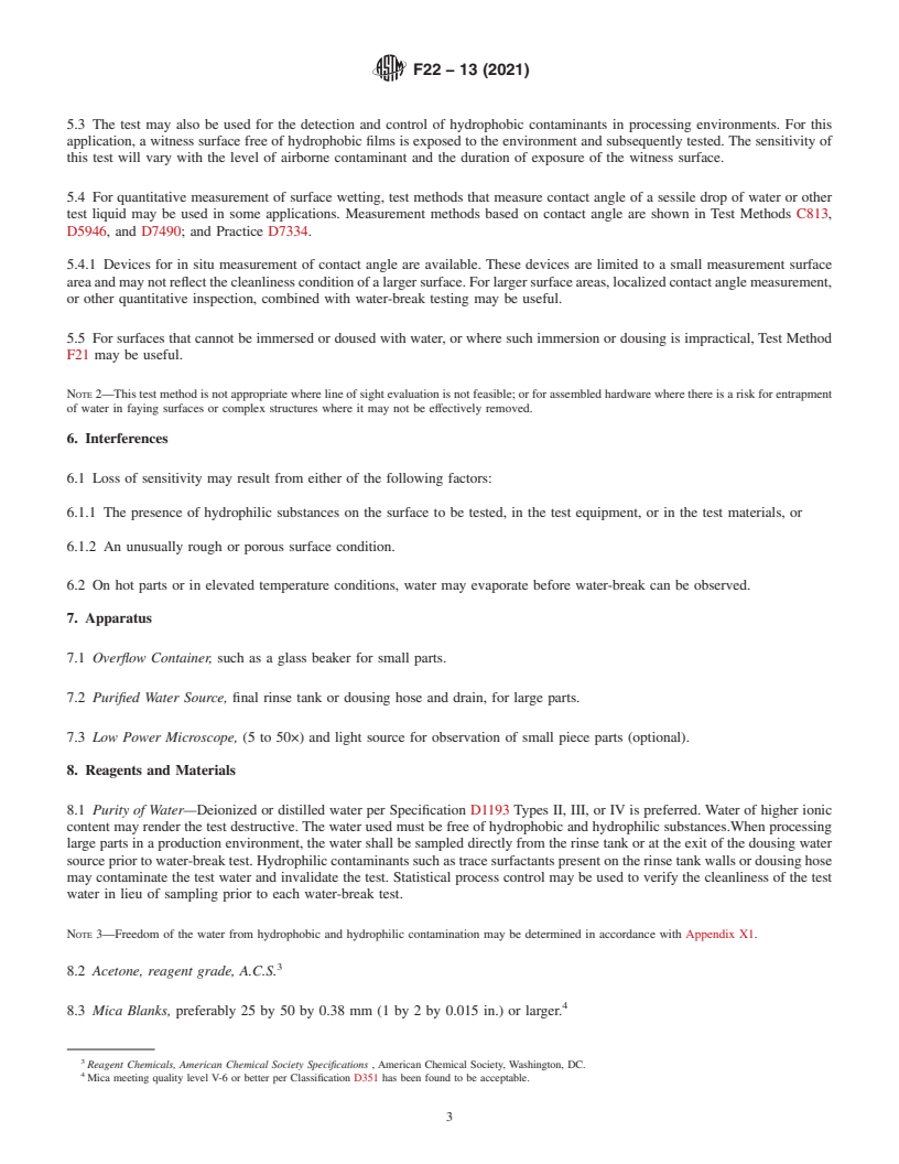 ASTM F22-13(2021) - Standard Test Method for Hydrophobic Surface Films ...