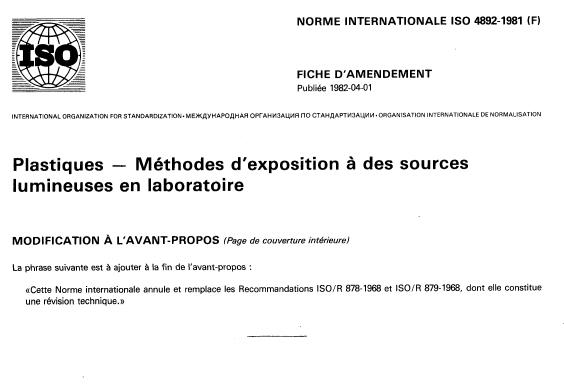 ISO 4892-1:1994 - Plastiques -- Méthodes d'exposition a des sources lumineuses de laboratoire