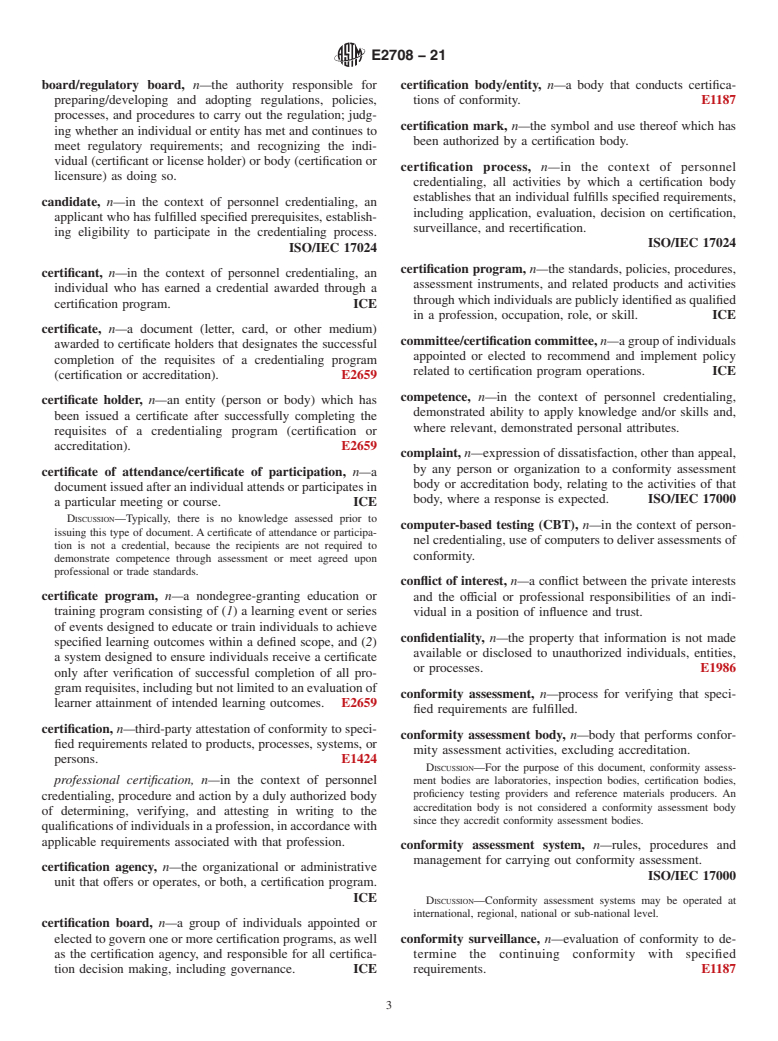 ASTM E2708-21 - Standard Terminology for  Accreditation and Certification