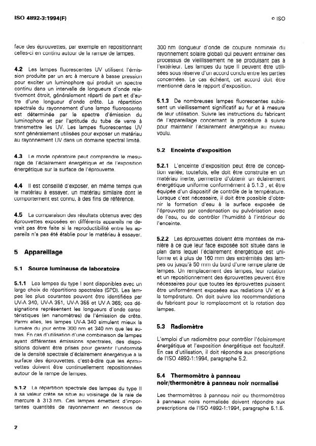 ISO 4892-3:1994 ISO 4892-3:1994 - Plastiques -- Méthodes d'exposition a des sources lumineuses de laboratoire - Page 4 preview