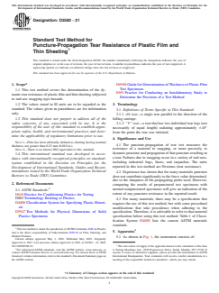 ASTM D2582-21 ASTM D2582-21 - Standard Test Method for Puncture-Propagation Tear Resistance of Plastic Film and Thin Sheeting - Page 1 preview
