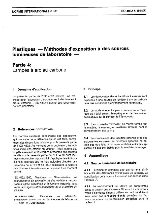 ISO 4892-4:1994 - Plastiques -- Méthodes d'exposition a des sources lumineuses de laboratoire