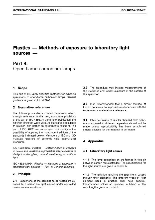 ISO 4892-4:1994 - Plastics -- Methods of exposure to laboratory light sources