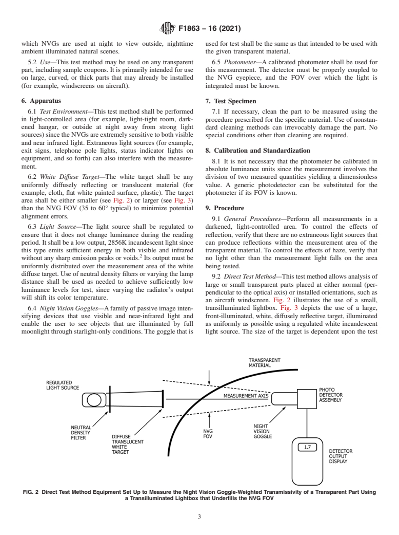 ASTM F1863-16(2021) - Standard Test Method for  Measuring the Night Vision Goggle-Weighted Transmissivity of  Transparent Parts