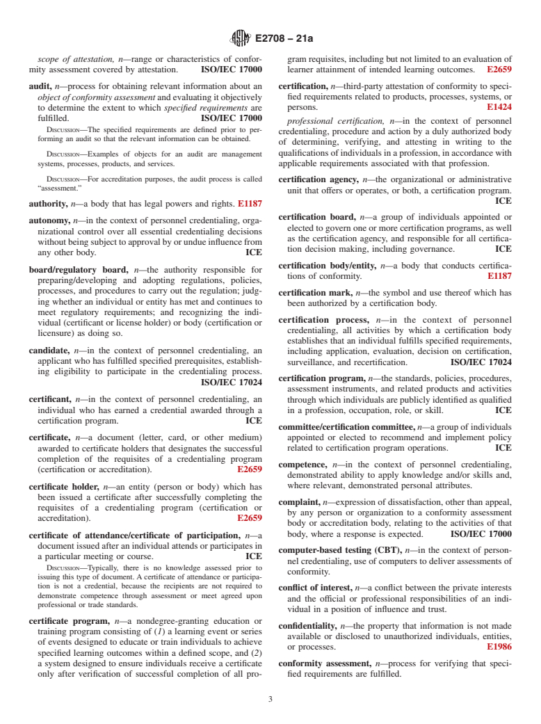 ASTM E2708-21a - Standard Terminology for  Accreditation and Certification