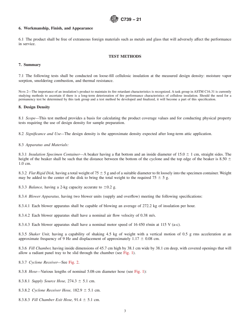 REDLINE ASTM C739-21 - Standard Specification for Cellulosic Fiber Loose-Fill Thermal Insulation