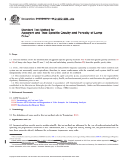 ASTM D167/D167M-21a REDLINE ASTM D167/D167M-21a - Standard Test Method for Apparent and True Specific Gravity and Porosity of Lump Coke - Page 1 preview