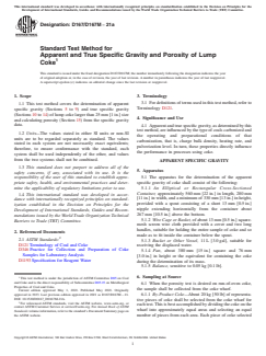 ASTM D167/D167M-21a ASTM D167/D167M-21a - Standard Test Method for Apparent and True Specific Gravity and Porosity of Lump Coke - Page 1 preview