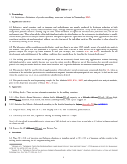 ASTM B859-21 REDLINE ASTM B859-21 - Standard Practice for De-Agglomeration of Refractory Metal Powders and Their Compounds Prior to Particle Size Analysis - Page 2 preview