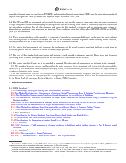 ASTM E1007-21 REDLINE ASTM E1007-21 - Standard Test Method for Field Measurement of Tapping Machine Impact Sound Transmission Through Floor-Ceiling Assemblies and Associated Support Structures - Page 2 preview
