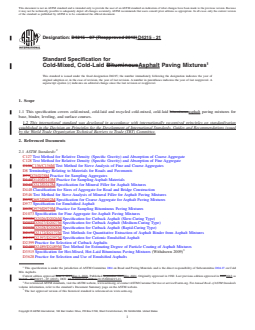 ASTM D4215-21 REDLINE ASTM D4215-21 - Standard Specification for Cold-Mixed, Cold-Laid Asphalt Paving Mixtures - Page 1 preview