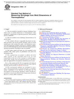 ASTM D955-21 ASTM D955-21 - Standard Test Method of Measuring Shrinkage from Mold Dimensions of Thermoplastics - Page 1 preview