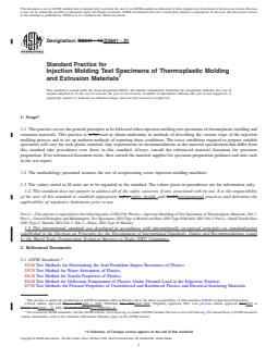ASTM D3641-21 REDLINE ASTM D3641-21 - Standard Practice for Injection Molding Test Specimens of Thermoplastic Molding and Extrusion Materials - Page 1 preview