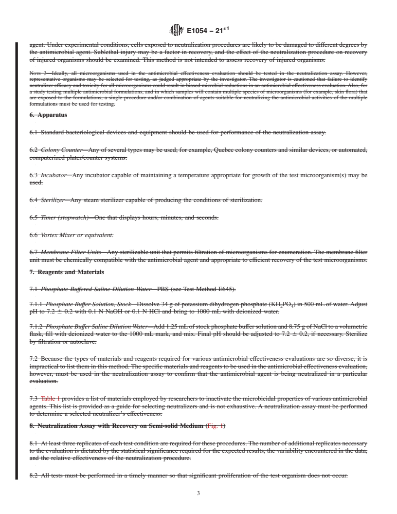 REDLINE ASTM E1054-21e1 - Standard Practices for  Evaluation of Inactivators of Antimicrobial Agents