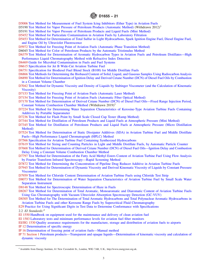 REDLINE ASTM D1655-21 - Standard Specification for Aviation Turbine Fuels