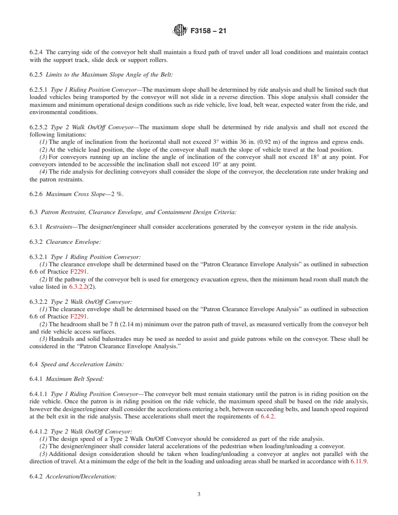 REDLINE ASTM F3158-21 - Standard Practice for Patron Transportation Conveyors Used with a Water Related Amusement  Ride or Device