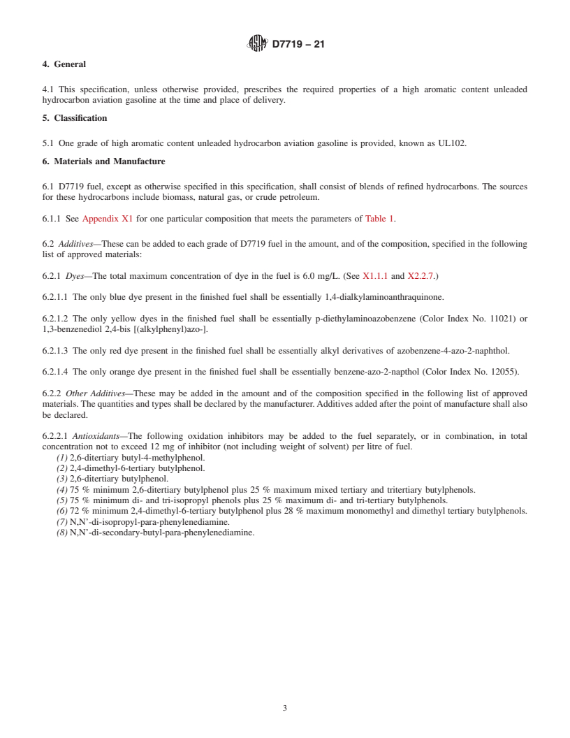 REDLINE ASTM D7719-21 - Standard Specification for  High Aromatic Content Unleaded Hydrocarbon Aviation Gasoline