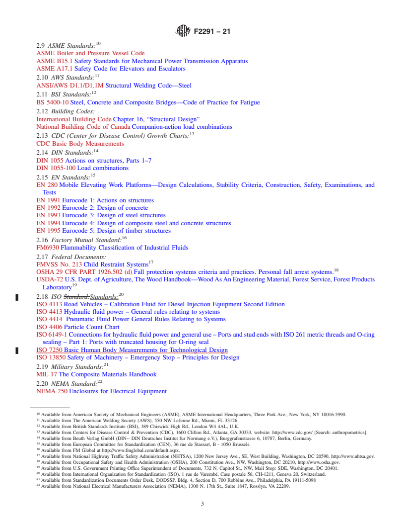 REDLINE ASTM F2291-21 - Standard Practice for Design of Amusement Rides and Devices