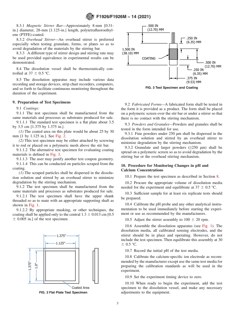 ASTM F1926/F1926M-14(2021) - Standard Test Method for Dissolution Testing of Calcium Phosphate Granules, Fabricated  Forms, and Coatings