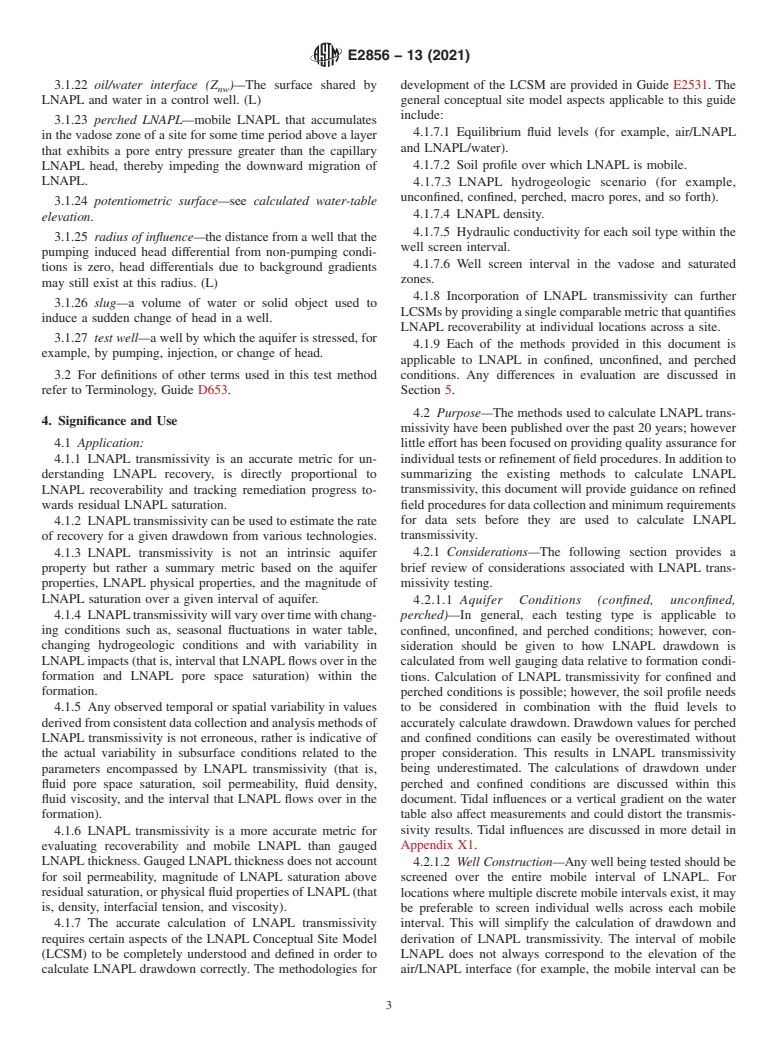 ASTM E2856-13(2021) - Standard Guide for  Estimation of LNAPL Transmissivity