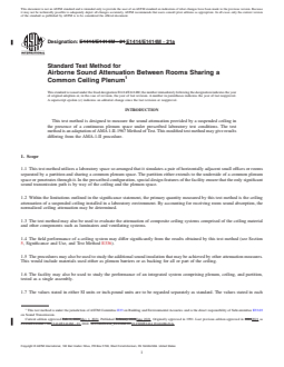 ASTM E1414/E1414M-21a REDLINE ASTM E1414/E1414M-21a - Standard Test Method for Airborne Sound Attenuation Between Rooms Sharing a Common Ceiling Plenum - Page 1 preview