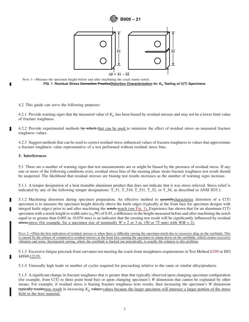 REDLINE ASTM B909-21 - Standard Guide for  Plane Strain Fracture Toughness Testing of Non-Stress Relieved  Aluminum Products