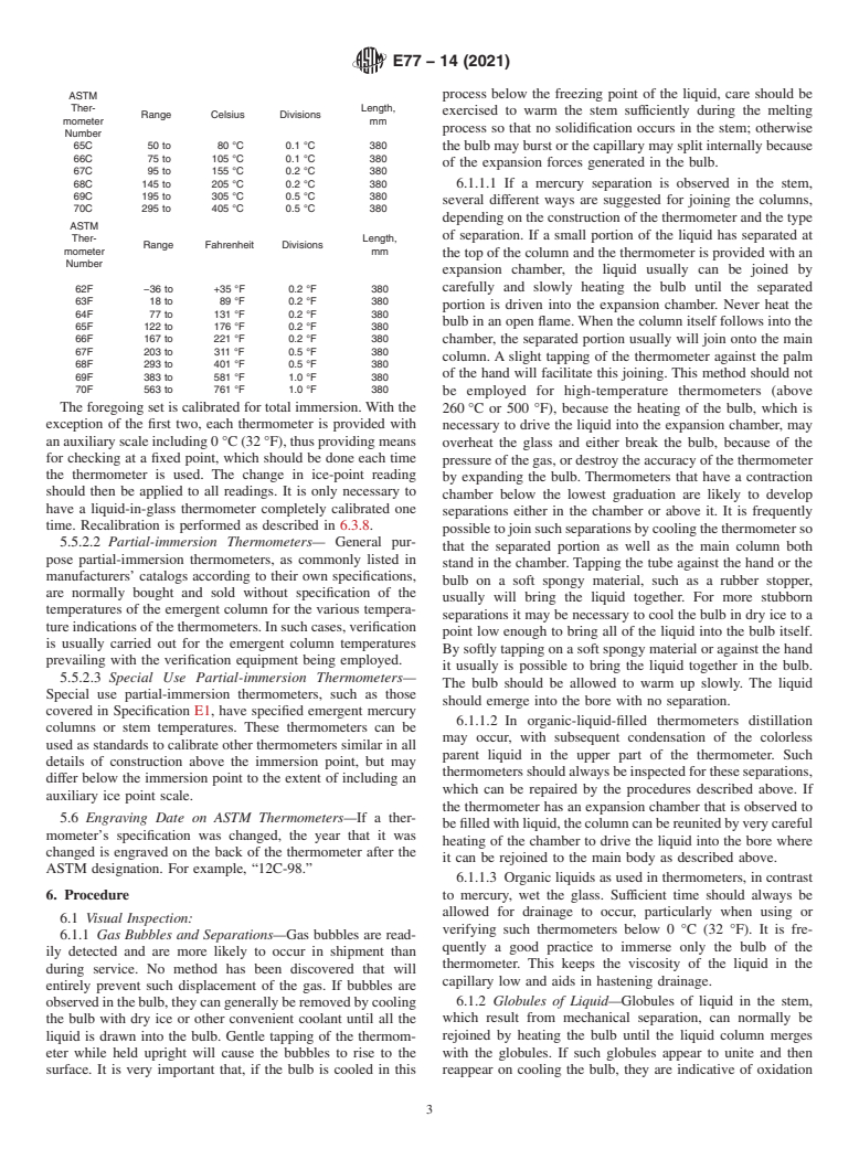 ASTM E77-14(2021) - Standard Test Method for  Inspection and Verification of Thermometers