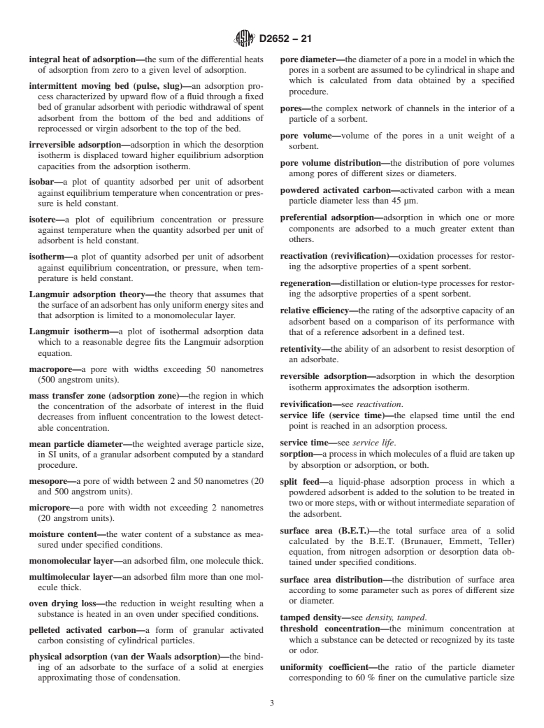 ASTM D2652-21 - Standard Terminology Relating to Activated Carbon