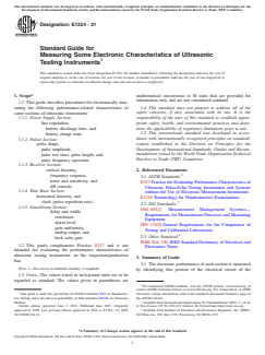 ASTM E1324-21 ASTM E1324-21 - Standard Guide for Measuring Some Electronic Characteristics of Ultrasonic Testing Instruments - Page 1 preview