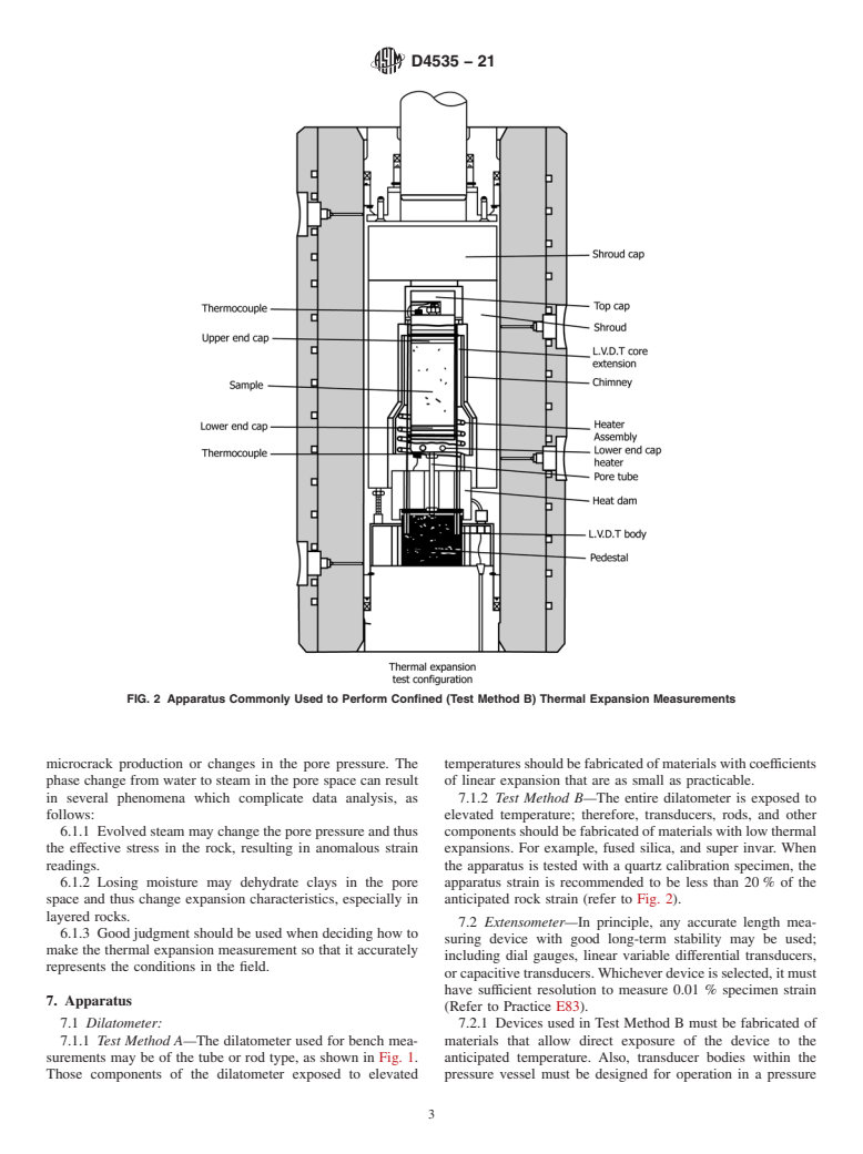 ASTM D4535-21 - Standard Test Methods for Measurement of Thermal Expansion of Rock Using Dilatometer