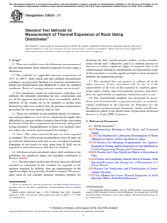 ASTM D4535-21 ASTM D4535-21 - Standard Test Methods for Measurement of Thermal Expansion of Rock Using Dilatometer - Page 1 preview