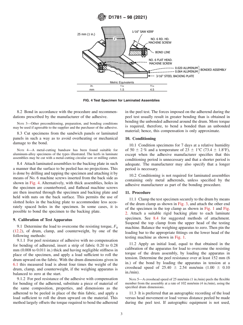 ASTM D1781-98(2021) - Standard Test Method for Climbing Drum Peel for Adhesives