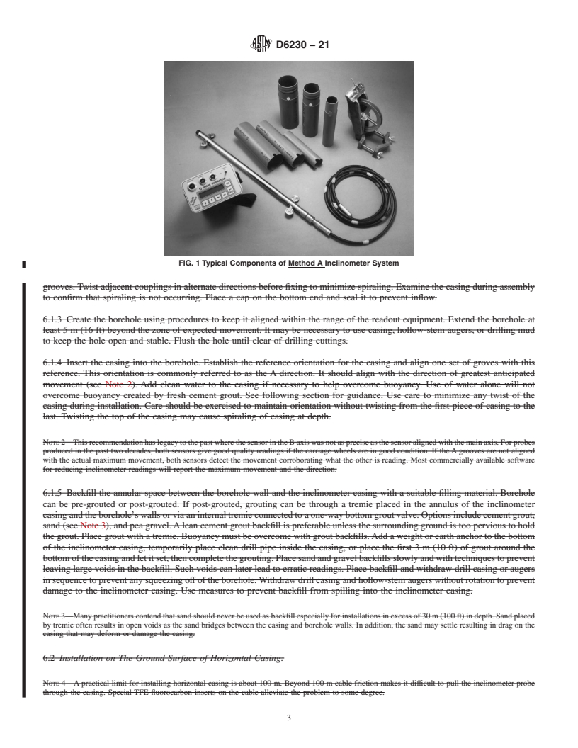 REDLINE ASTM D6230-21 - Standard Practices for Monitoring Earth or Structural Movement Using Inclinometers