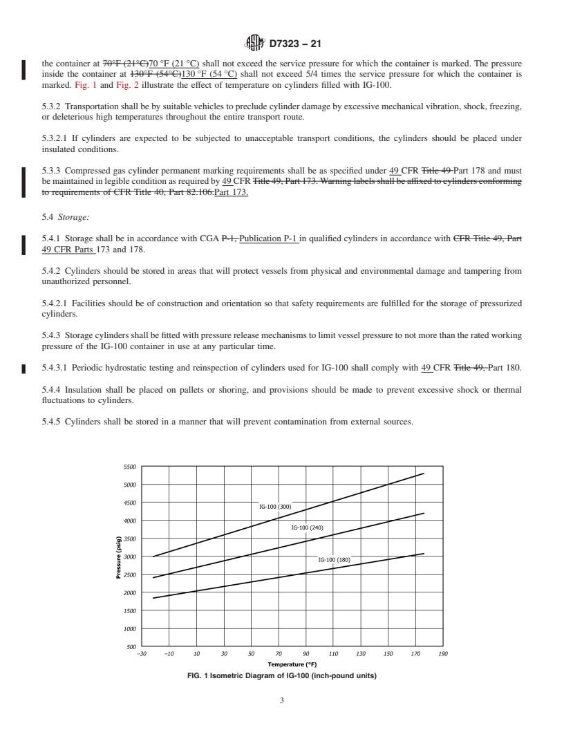 REDLINE ASTM D7323-21 - Standard Practice for Handling, Transportation, and Storage of IG-100 (Nitrogen)