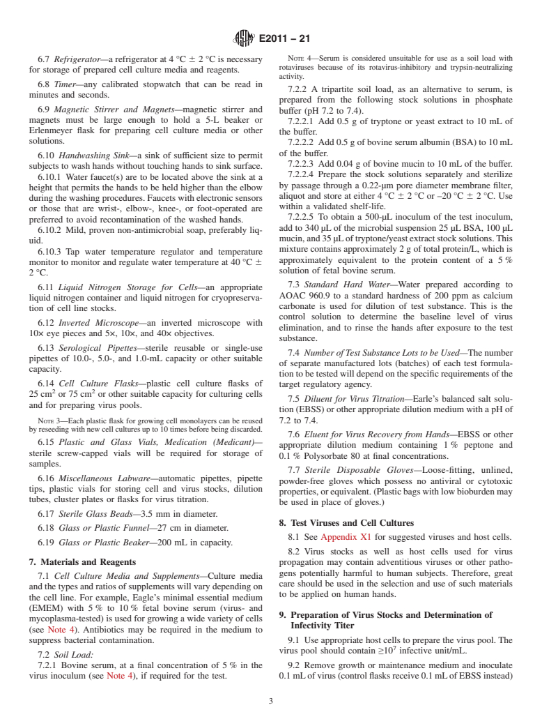 ASTM E2011-21 - Standard Test Method for  Evaluation of Hygienic Handwash and Handrub Formulations for  Virus-Eliminating Activity Using the Entire Hand