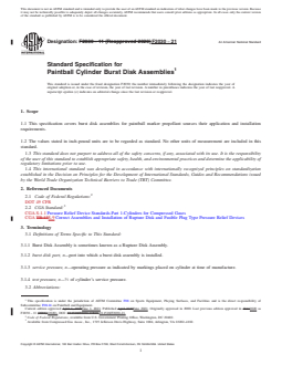 ASTM F2030-21 REDLINE ASTM F2030-21 - Standard Specification for Paintball Cylinder Burst Disk Assemblies - Page 1 preview