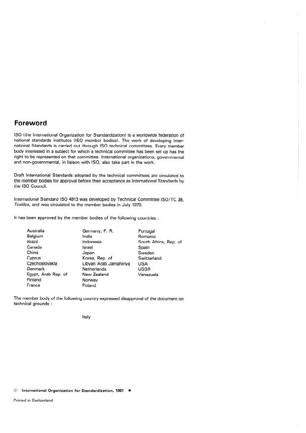 ISO 4913:1981 ISO 4913:1981 - Textiles -- Cotton fibres -- Determination of length (span length) and uniformity index - Page 2 preview