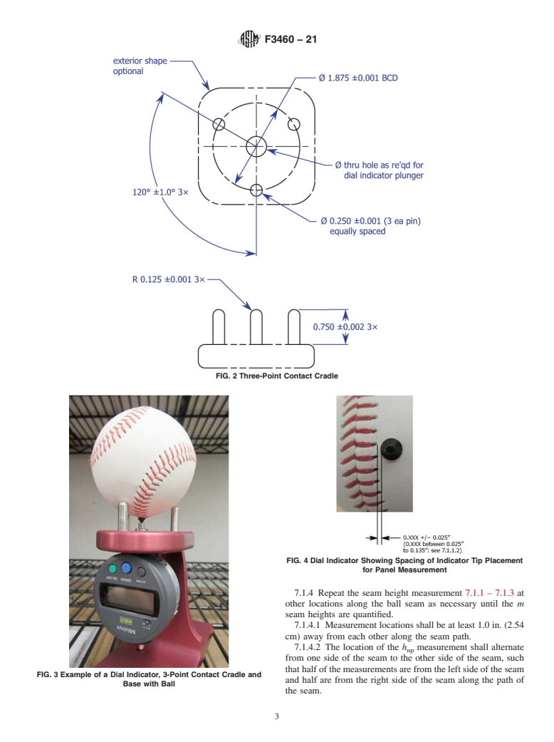 ASTM F3460-21 - Standard Test Method for Seam Measurement Procedure for Baseballs and Softballs